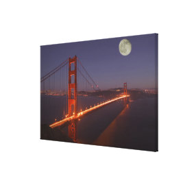 USA, California, Marin. Moonrise above the Stretched Canvas Print