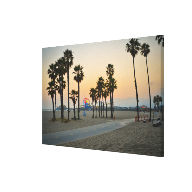 USA, California, Santa Monica Pier at sunset Stretched Canvas Print USA, California, Santa Monica Pier at sunset Stretched Canvas Print