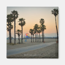USA, California, Santa Monica Pier at sunset Magnet