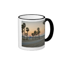 USA, California, Santa Monica Pier at sunset Coffee Mugs