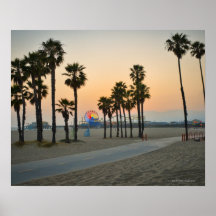USA, California, Santa Monica Pier at sunset Print