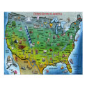 USA Cartoon Large Map Poster posters by FunGraphix USA Cartoon Large Map Poster posters
