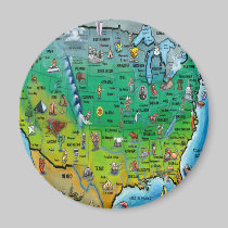 USA Cartoon Map magnets