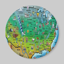 USA Cartoon Map magnets