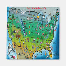USA Cartoon Map Fridge Magnet