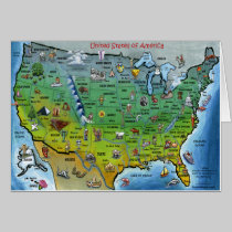 USA Cartoon Map cards