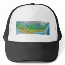 USA Cartoon Map hats by FunGraphix USA Cartoon Map hats