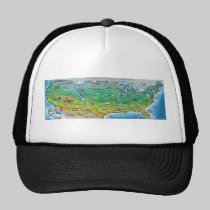 USA Cartoon Map hats