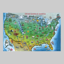 USA Cartoon Map HUGE posters