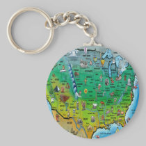 USA Cartoon Map keychains