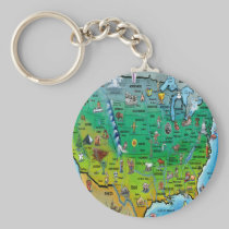 USA Cartoon Map keychains