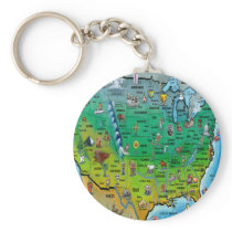 USA Cartoon Map Key Chains