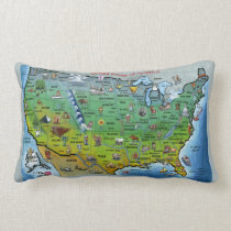 USA Cartoon Map Pillow pillows