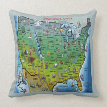 USA Cartoon Map Pillow pillows