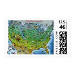 USA Cartoon Map Postage