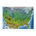 USA Cartoon Map Postcards