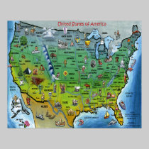 USA Cartoon Map posters