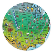 USA Cartoon Map stickers