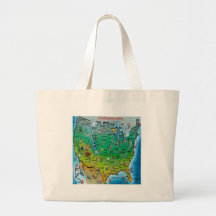 USA Cartoon Map Tote Bags