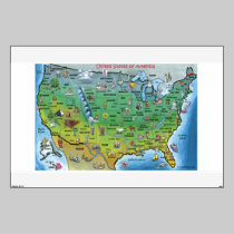 USA Cartoon Map Wall Decal wall decals