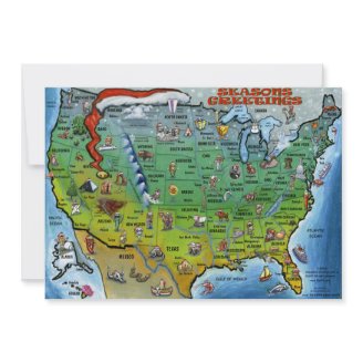 USA Christmas Map Invitation