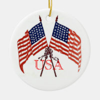 USA Christmas Double-Sided Ceramic Round Christmas Ornament