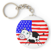 USA Cow Keychain