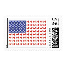 USA Dachshund American Flag Postage Stamps