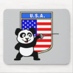 This cute panda loves fencing. Panda has his foil ready for a fencing match! This cute fencing panda shirt with a large flag of the United States is a great gift for fencers or fencing fans!