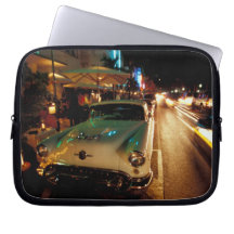 USA, FL, Miami, South Beach at night. 2 Laptop Sleeves