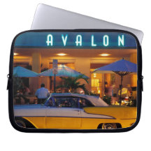 USA, FL, Miami, South Beach at night. Laptop Computer Sleeve
