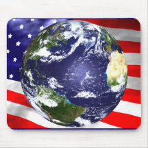 USA Flag and Earth Mouse Pad