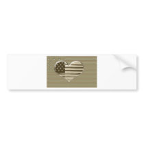 USA Flag and Heart Design Bumper Sticker