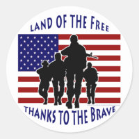USA Flag and Soldiers Silhouette Sticker