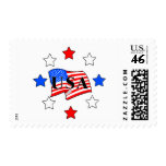 USA Flag and Stars Stamp