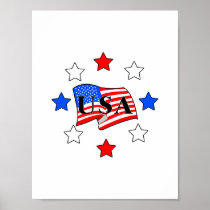 USA Flag and Stars Posters