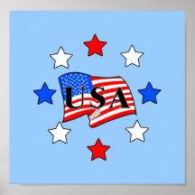 USA Flag and Stars Posters