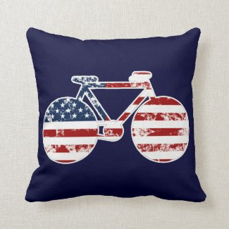 usa flag bicycle sport decor pillow