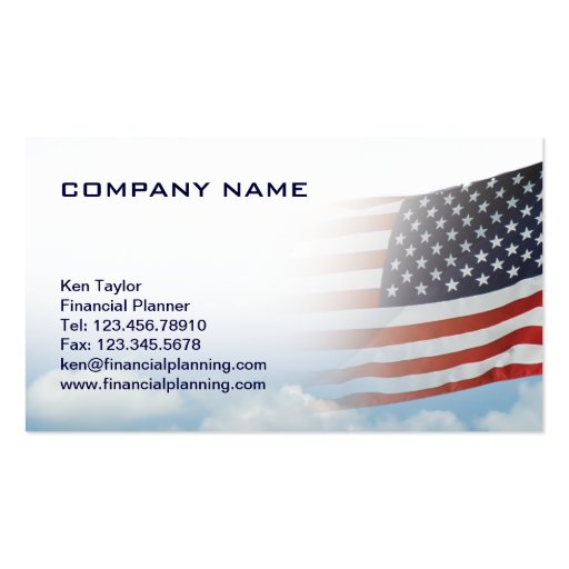USA Flag Business Card Red White & Blue w/ sky (front side)