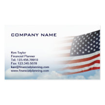 USA Flag Business Card Red White & Blue w/ sky