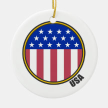 USA Flag Circle Christmas Ornaments
