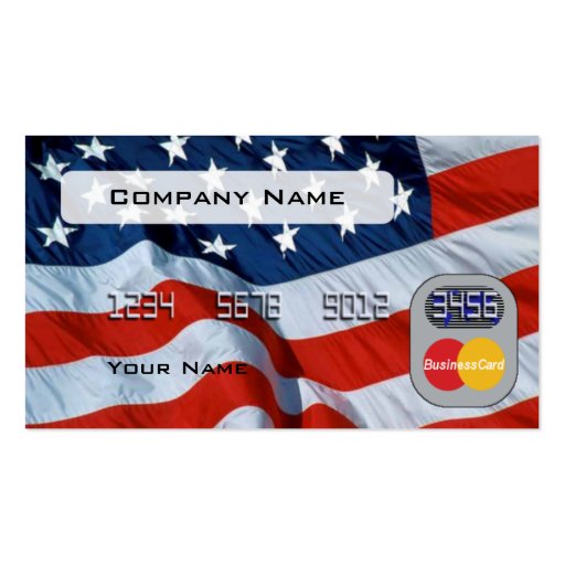 Usa Flag Credit Card Business Card Templates (front side)
