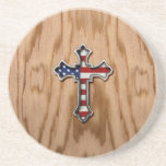USA Flag Cross Drink Coaster