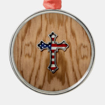 USA Flag Cross Ornament
