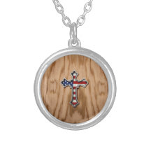 USA Flag Cross Personalized Necklace