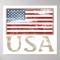 USA Flag Distressed Poster