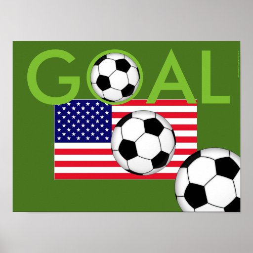 USA flag football soccer goal poster Zazzle