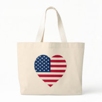 USA Flag Heart Canvas Bag