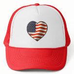USA Flag Heart Mesh Hats