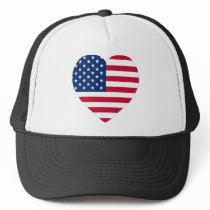 USA Flag Heart Trucker Hats